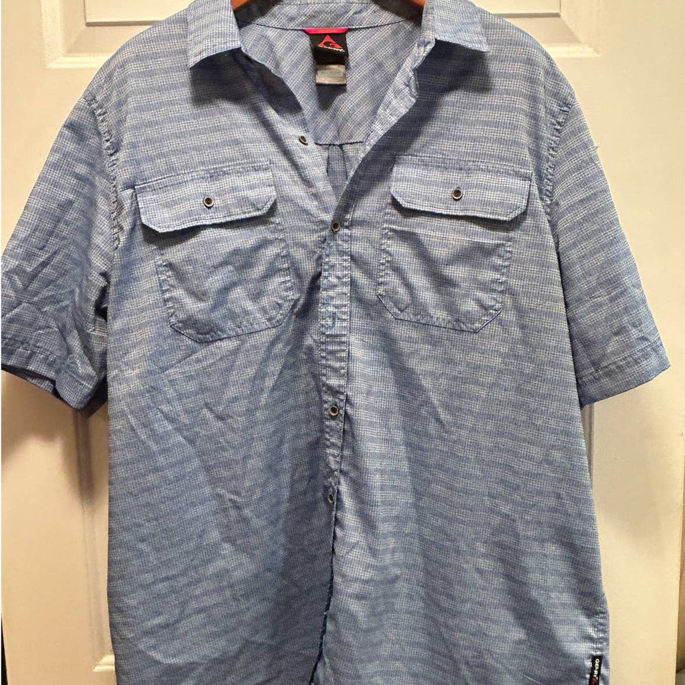 Gerry Blue Plaid Short Sleeve Button Front Shirt, Size XXL